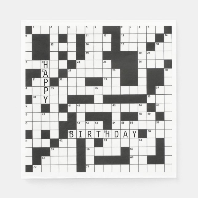 crossword puzzle for birthday party napkin (Front)
