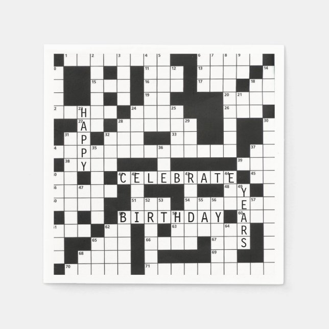 crossword puzzle for birthday party napkin (Front)