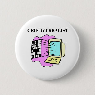crossword puzzle lover 6 cm round badge