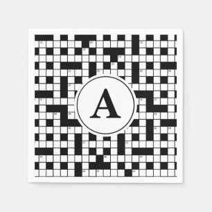 Crossword Puzzle Monogram Napkin