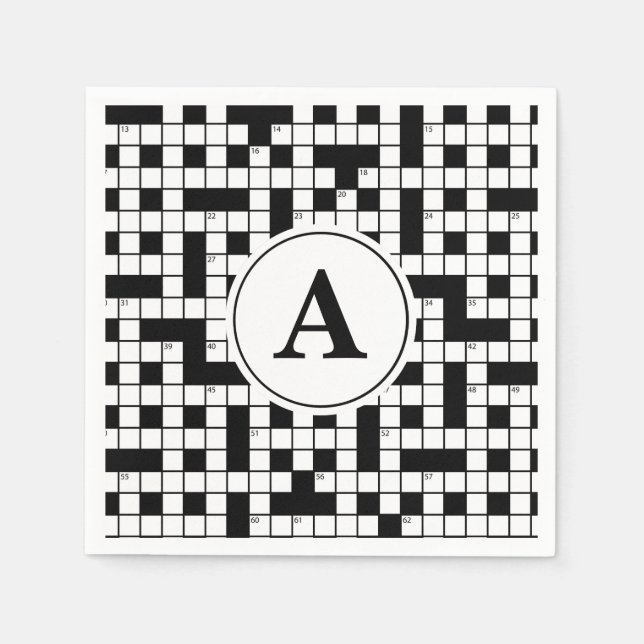Crossword Puzzle Monogram Napkin (Front)