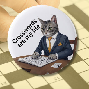 Crossword puzzle puzzler suduko cross words clues 6 cm round badge