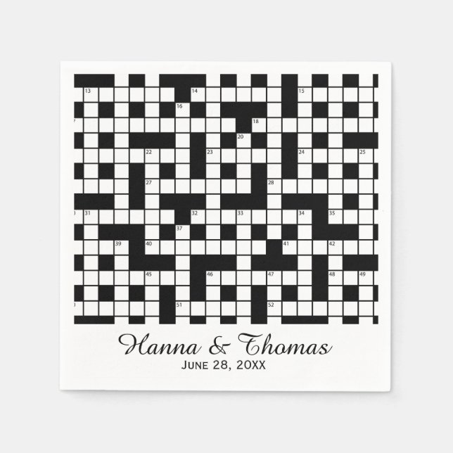 Crossword Puzzle Theme Wedding Napkin (Front)