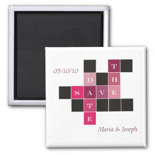 Crossword Puzzle Wedding Save the Date Magnet