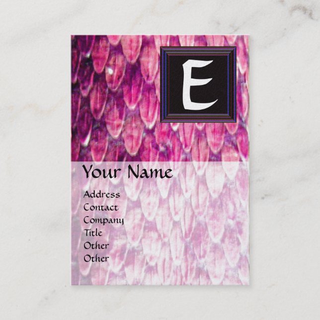 CROTALUS MONOGRAM ,bright bold black pink pearl Business Card (Front)