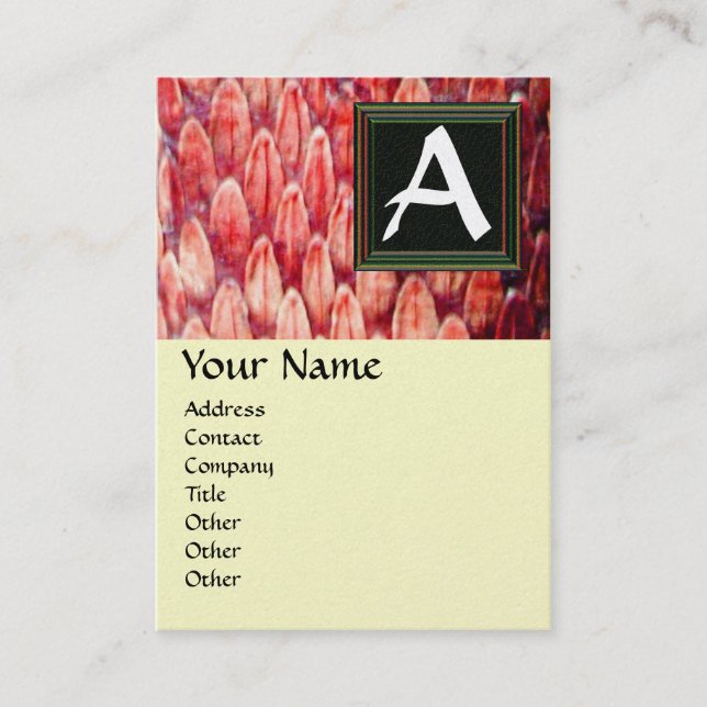 CROTALUS MONOGRAM ,red pearl paper Business Card (Front)