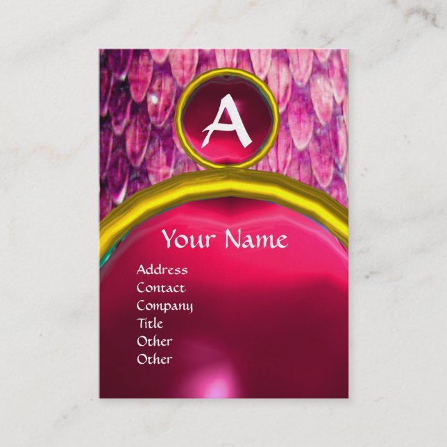 CROTALUS MONOGRAM TOPAZ ,bright bold pink purple Business Card (Front)