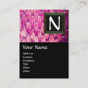 CROTALUS /PINK SNAKESKIN BLACK SQUARE MONOGRAM BUSINESS CARD