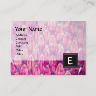 CROTALUS /PINK SNAKESKIN BLACK SQUARE MONOGRAM BUSINESS CARD