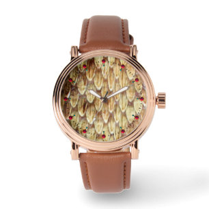 CROTALUS, PRINTED RATTLESNAKE SKIN Cream Brown Watch