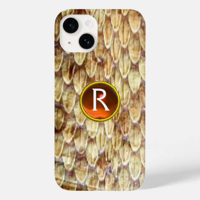 CROTALUS Printed Snake Skin Orange Gem Monogram Case-Mate iPhone Case (Back)