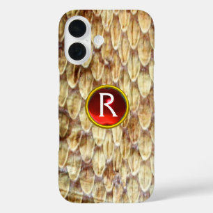 CROTALUS Printed Snake Skin Red Ruby Gem Monogram iPhone 16 Case