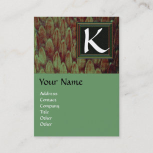 CROTALUS SQUARE MONOGRAM, bold brown black green Business Card