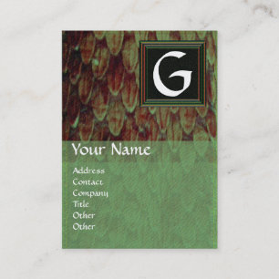 CROTALUS SQUARE MONOGRAM, bold brown black green Business Card