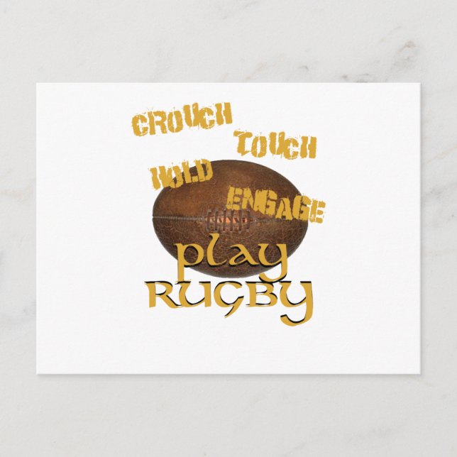 Crouch, Touch, Hold, Engage. . .Play Rugby Postcard (Front)