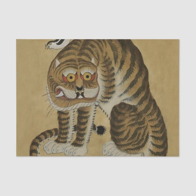 Crouching Tiger Minhwa with Magpie Tissue Paper (Front)