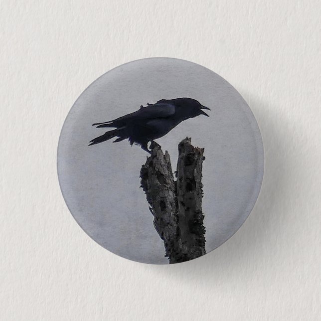 Crow 3 Cm Round Badge (Front)