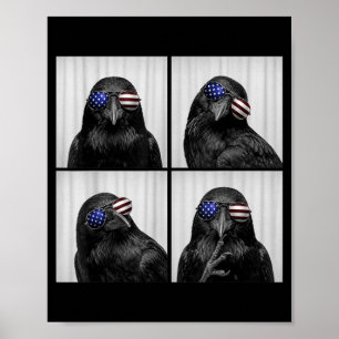 Crow 4th Of July Us Aamerican Flag Patriotic Bird Poster