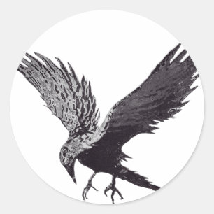 Crow Abstract Art Classic Round Sticker