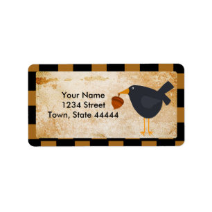 Crow and Acorn Thanksgiving Address Labels