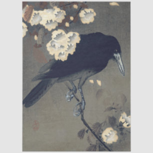 Crow and Blossom by Ohara Koson Decoupage Tissue Paper
