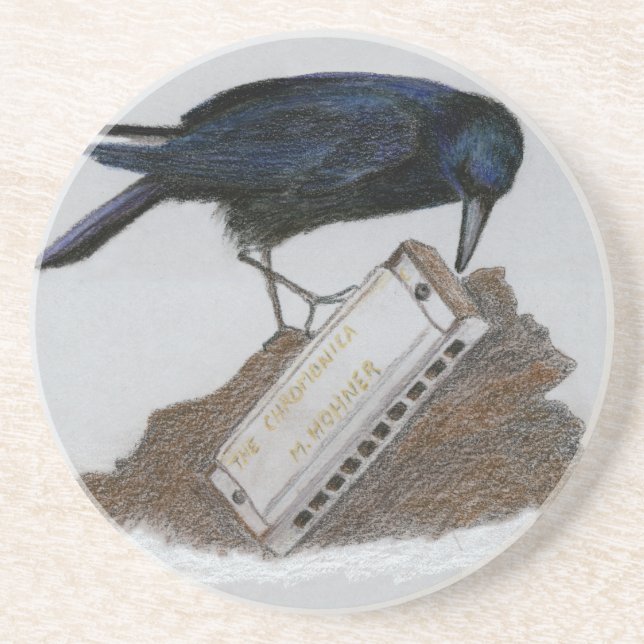 Crow and Harmonica Coaster (Front)