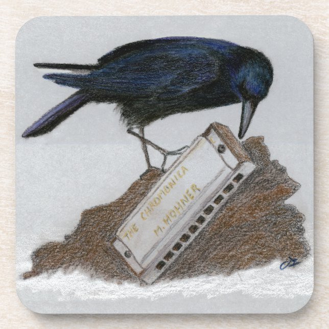 Crow and Harmonica Coaster (Front)