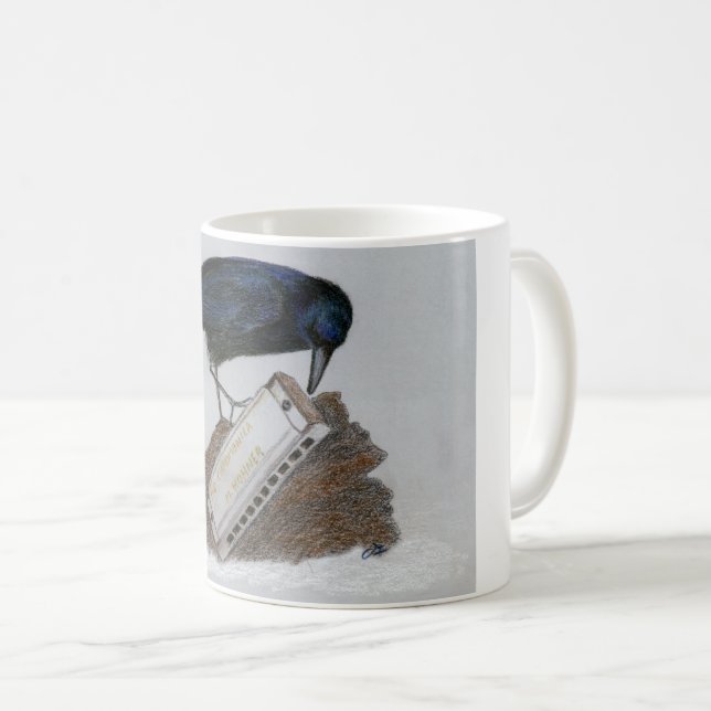 Crow and Harmonica Coffee Mug (Front Right)