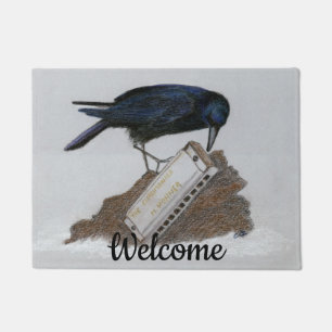 Crow and Harmonica Doormat
