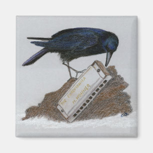 Crow and Harmonica Magnet