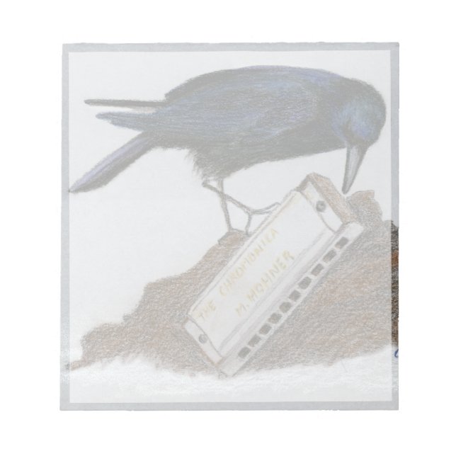 Crow and Harmonica Notepad (Front)