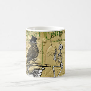 Crow and skeleton coffee mug