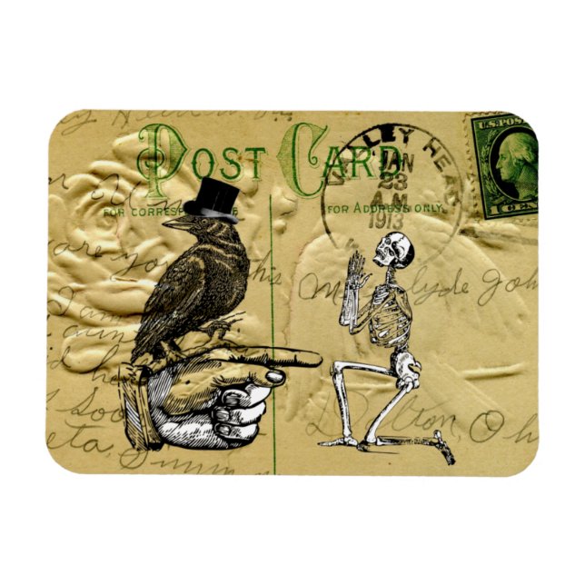 Crow and skeleton magnet (Horizontal)