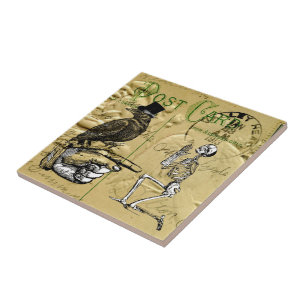 Crow and skeleton tile
