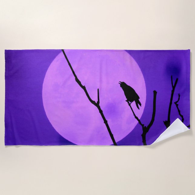 Crow and the Amethyst Moon Beach Towel (Front)