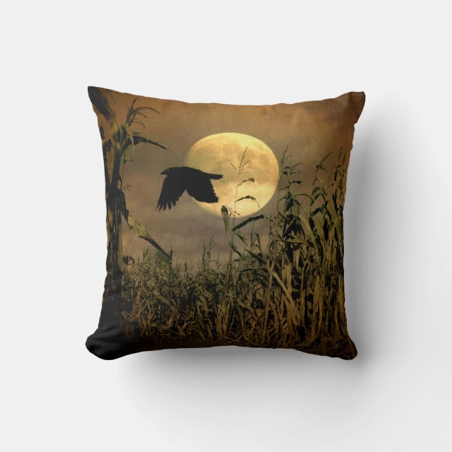Crow And The Harvest Moon Cushion (Front)