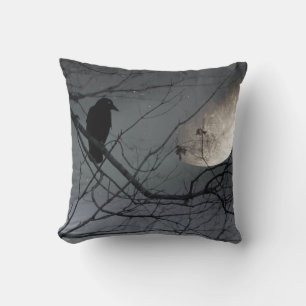Crow And The Old Moody Moon Cushion