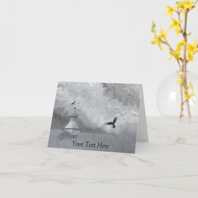 Crow and Weather Vane Card (Yellow Flower)