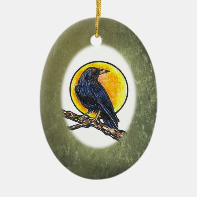Crow Animal Ally Ceramic Ornament (Front)