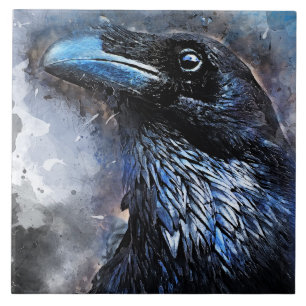 Crow art #crow #bird #animals ceramic tile