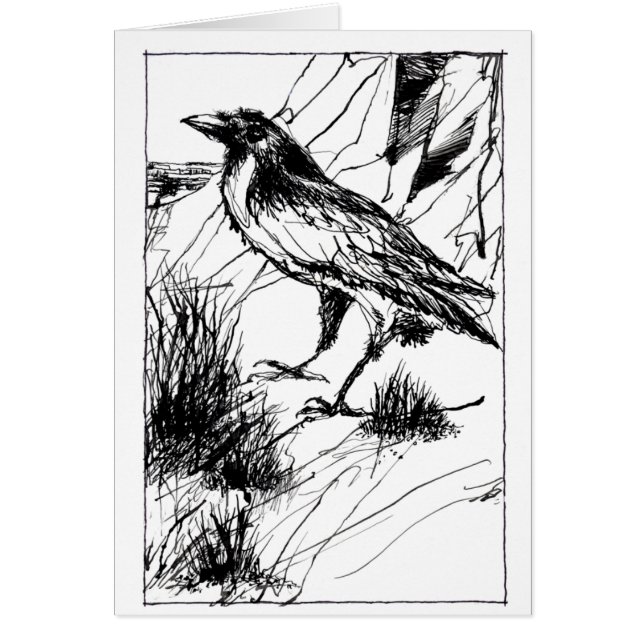 Crow at Cliff folded card (Front)