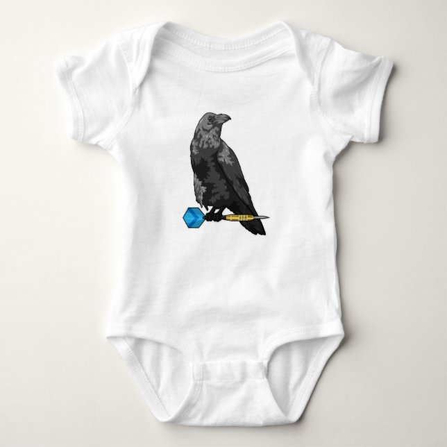 Crow at Darts with Dart Baby Bodysuit (Front)
