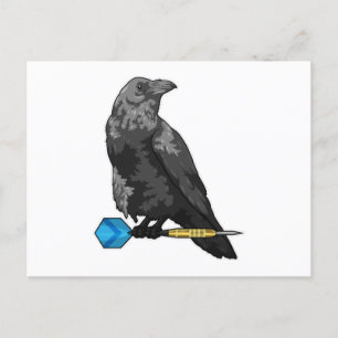 Crow at Darts with Dart Postcard
