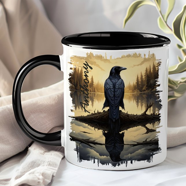 Crow at Dawn Lake Reflection Mug (Creator Uploaded)