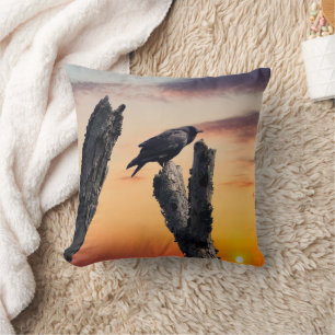 Crow at Sunrise Cushion
