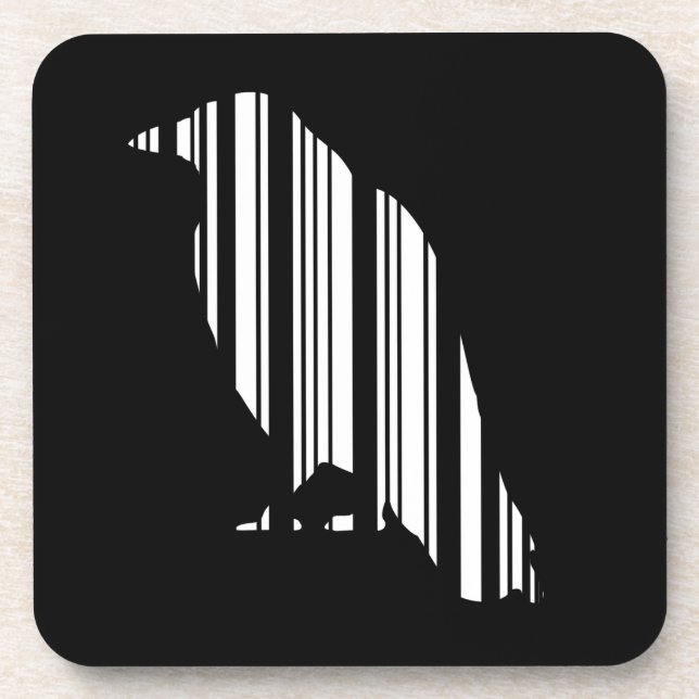 Crow Bar Code Bird Pattern Design Coaster (Front)
