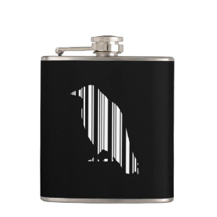 Crow Bar Code Bird Pattern Design Hip Flask