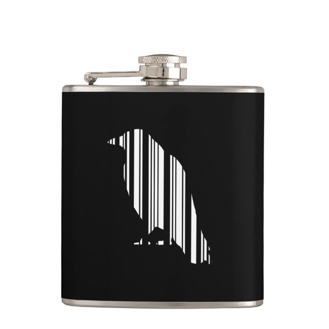 Crow Bar Code Bird Pattern Design Hip Flask (Front)