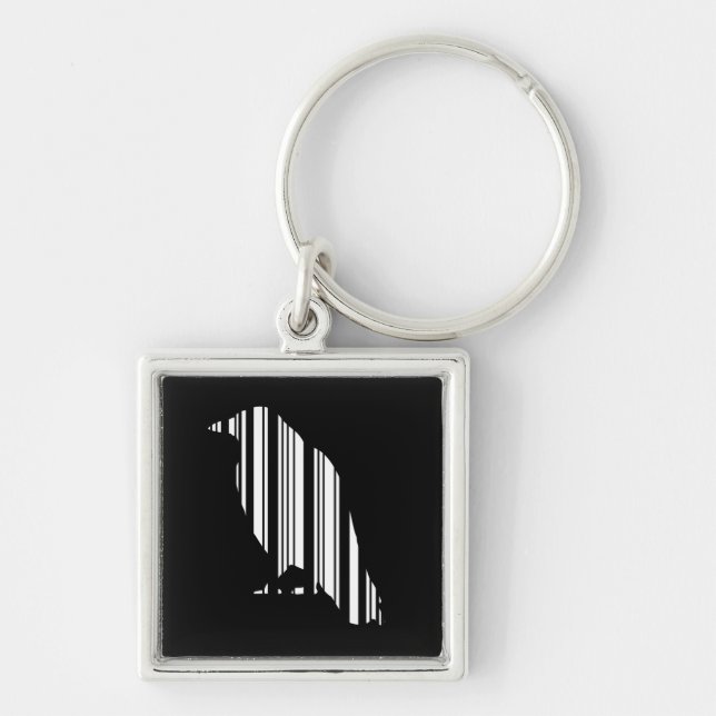 Crow Bar Code Bird Pattern Design Key Ring (Front)