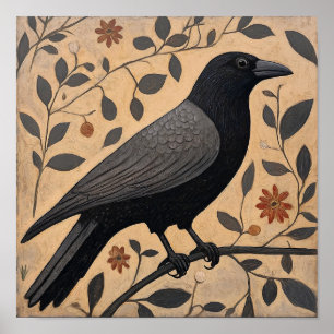 Crow Bird Abstract Painting Poster
